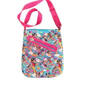Disney Blue Pink Rainbow Mickey Minnie Crossbody Bag
